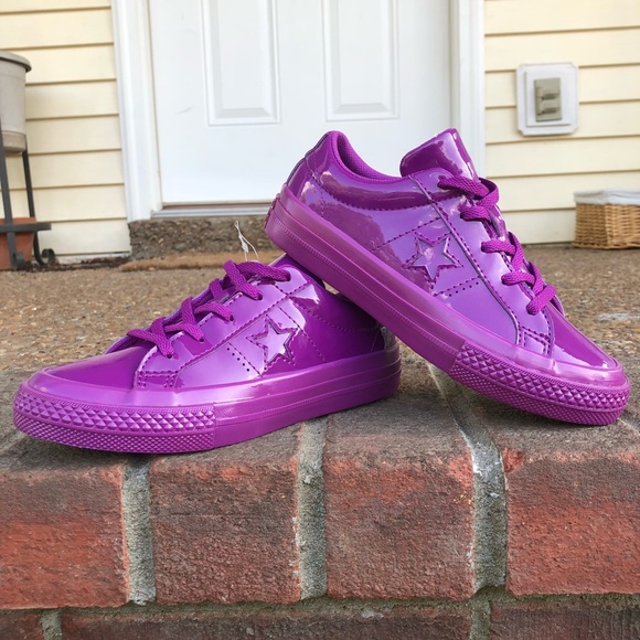 purple leather converse